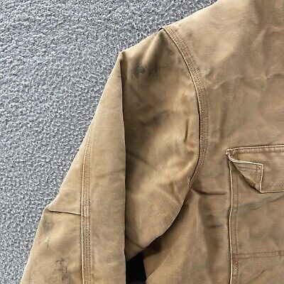 VINTAGE Carhartt Jacket Men 2XL Beige Duck Canvas Quilt Lined