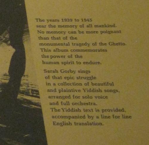 Songs of The Ghetto Years of Despair SARAH GORBY Phonograph Record Album LP - Bild 5 von 10