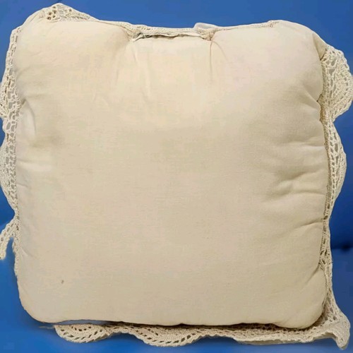 Vintage Style Crochet Throw Pillow 13"×13" Beige Decorative Grannycore - Picture 2 of 8