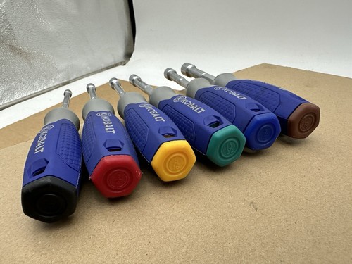 Kobalt Nut Drivers Blue Rubber Handle Set 3/16 1/4 5/16 11/32 3/8 7/16 Very Nice - Picture 9 of 10