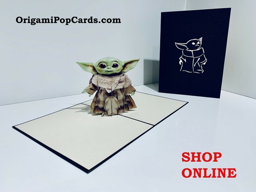 OrigamiPopCards.com BABY YODA STAR WARS 3D Pop Up Greeting Card Happy Birthday - Picture 12 of 12
