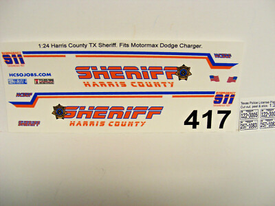 Harris County TX Sheriff 1:24 Water Slide decal set Fits Motormax Dodge Charger