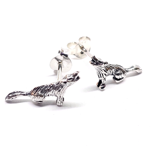 Wolf Earrings Howling Wolf Genuine Sterling 925 Silver Stud Earrings Boxed - Picture 20 of 20