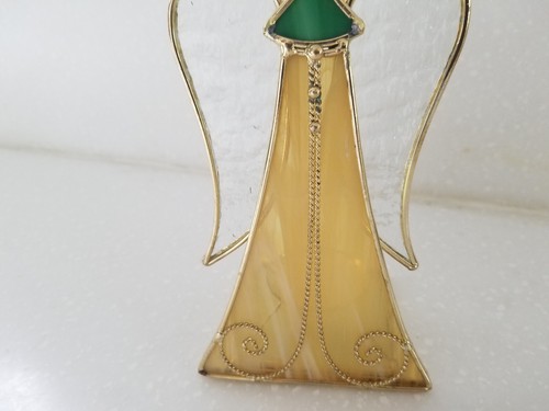 Buntglas Gold & Klar Engel Windlicht Teelicht Kerzenhalter mit Heiligenschein 7 x 3 - Bild 3 von 8