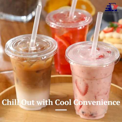 16oz Clear Plastic PET Cups W/ Flat Lid & Straw, BPA-Free Perfect for Beverages - Video 1 of 1