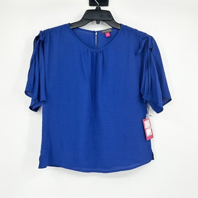 NEW Vince Camuto Bright Blue Cinch Sleeve Blouse Size XS
