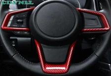 Red Carbon Fiber Steering Wheel Border Strip Trim For Subaru Crosstrek 2018-2023