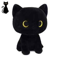 Black Cat Plush Toy Cute Black Cat Stuffed Animals Kawaii Black Cat Plushie Doll