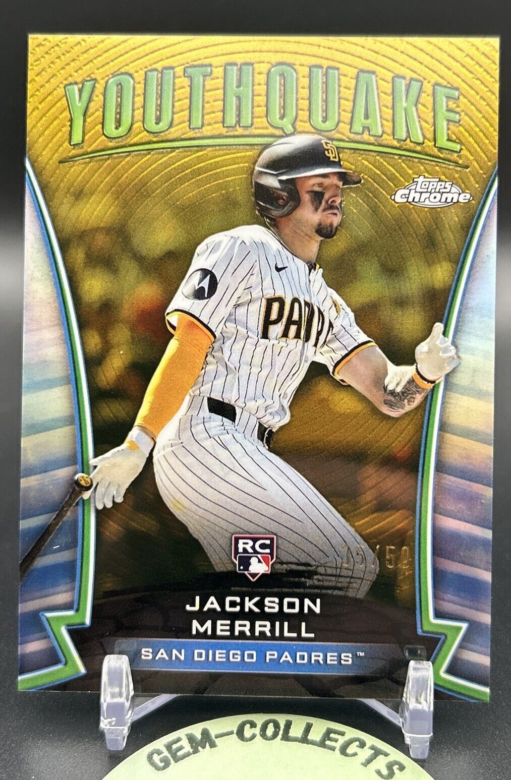 Jackson Merrill 2024 Topps Chrome Rookie RC Youthquake Gold Refractor /50 #YQ-8