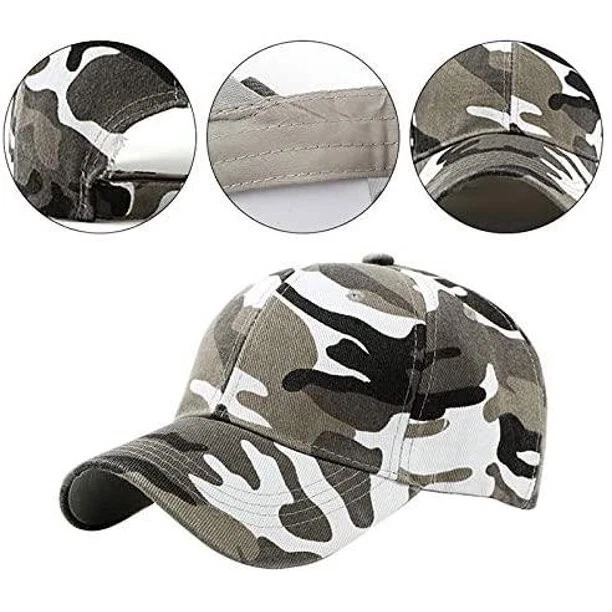 Gorra de béisbol blanca, verde, camuflaje de nieve, camuflaje militar táctico del ejército para hombre Foto 4 de 4