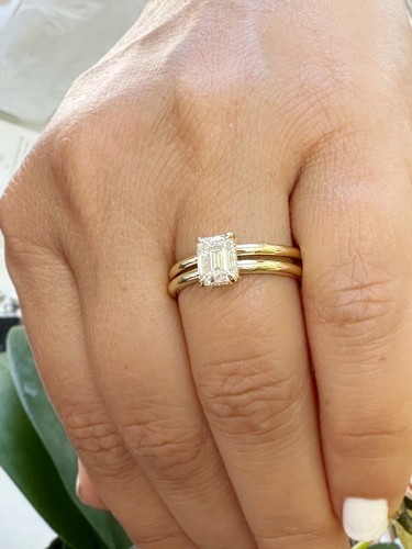 Emerald Cut Diamond Engagement Ring IGI Certified 14k Solid Yellow Gold 1.60ctw - Picture 11 of 13