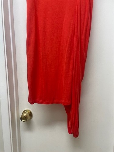 NWT Religion UK Coral Red Orange Draped Asymmetric Dress Sz Medium NEW - Picture 7 of 8
