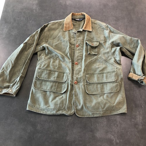 VTG Polo Ralph Lauren Hunting Field Jacket Mens XL Green Corduroy Canvas Chore