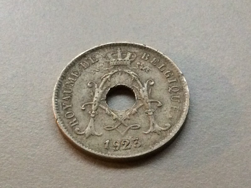 1923 Belgium 10 Ces/Cents Holed Coin