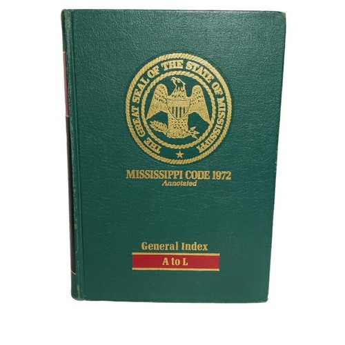 Mississippi Code 1972 Annotated General Index A to L Hardback Book - Picture 1 of 5