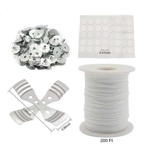 Candle Wicks Kit Pre Waxed Tabs Low Smoke Sustainers Cotton Tabs Core Holder DIY - Picture 9 of 15