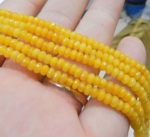 Faceted 2x4mm Brazil Yellow Topaz Abacus Gemstone Rondelle Loose Beads 15'' - Picture 5 of 6