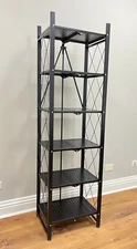 Retail Collapsible Metal Display Rack Black Merchandising 6 Shelf Pop Up Store