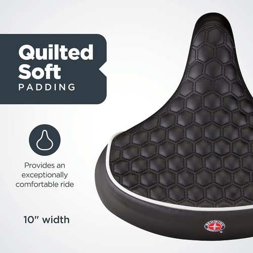 Schwinn Quilted Spring Bike Seat Extra Soft Foam Universal Fit Black Cruiser ... - Picture 2 of 7