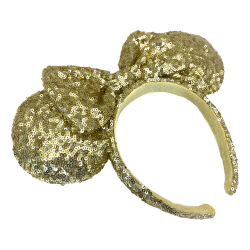 Gold Sequins Bow Disney Rare Minnie Mouse Anniversary Ears Headband ❤️ - Picture 2 of 4