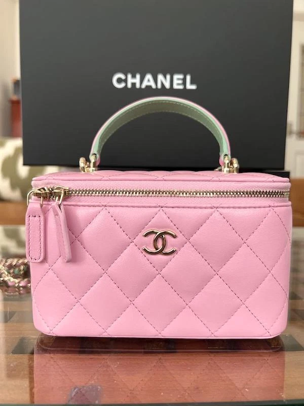 pink and white chanel purse box