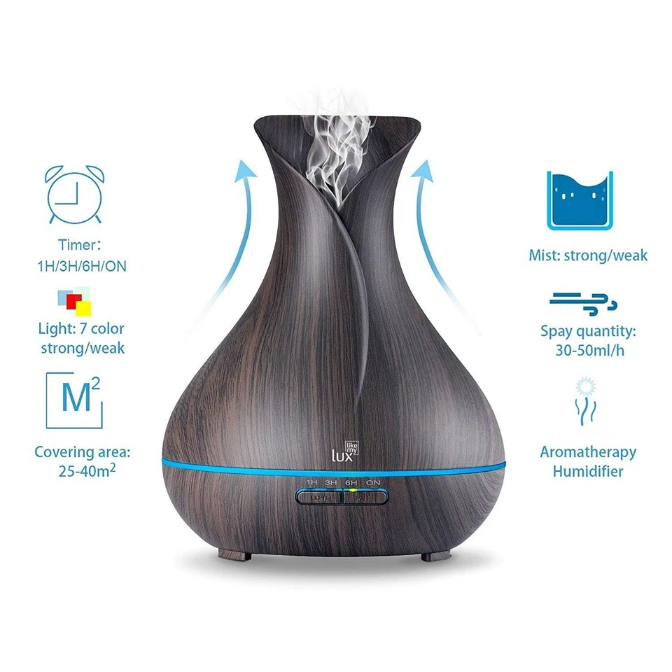 Aroma Diffuser Likemylux 400ml Luftbefeuchter Ultraschall Öl Diffusor LED - Bild 3 von 4