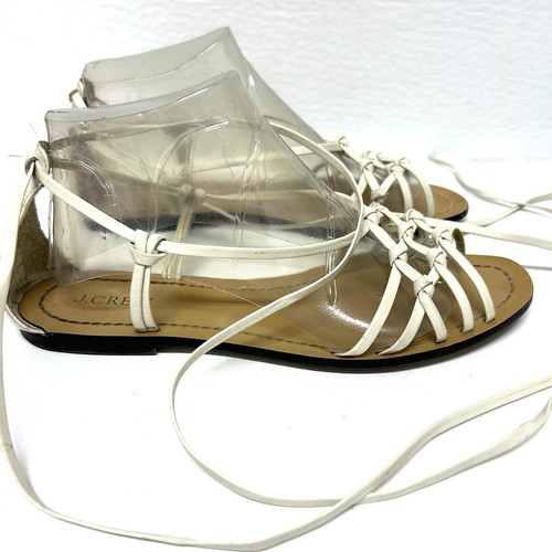 Seltene J. Crew Leder Nalo Knoten Gladiator Sandalen flach weiß 9 Stil G4105 Casua - Bild 2 von 11