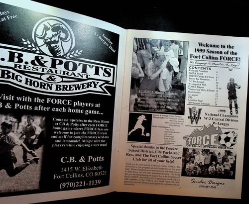 Fort Collins Force FC 1999 Season Guide Woman's Soccer USL W-League - Picture 2 of 6