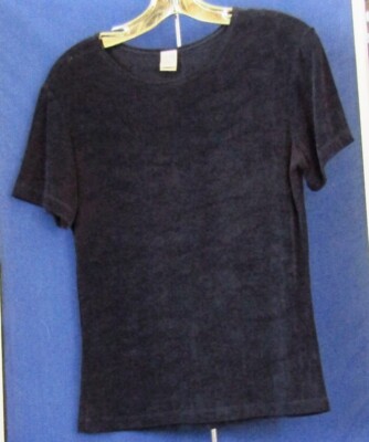 EUC Traveler Fabric WARDROBE BASIC Navy TOP Short Sleeve by NAP Made In USA Sz L