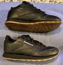 Reebok Classic Leather Shoes Preschool Black/Gum Kids Size 1