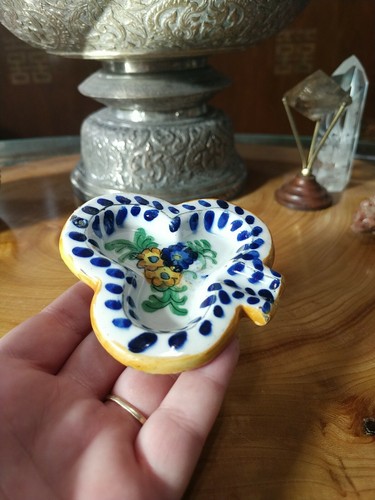 Posacenere vintage in ceramica italiana. Forma di club. Dipinto a mano - Foto 4 di 6