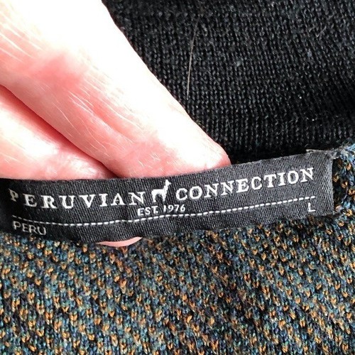 PERUVIAN CONNECTION Duster Boho Strickjacke Damen Größe L Pima Baumwolle Blumen Fee - Bild 2 von 11
