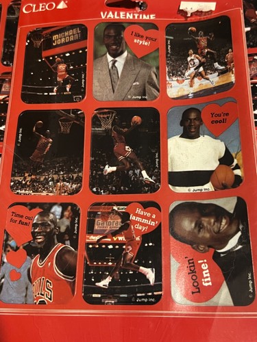 3 Sets Vintage Michael Jordan Valentines Day Stickers Cleo NBA Bulls NOS Sealed - Picture 4 of 8