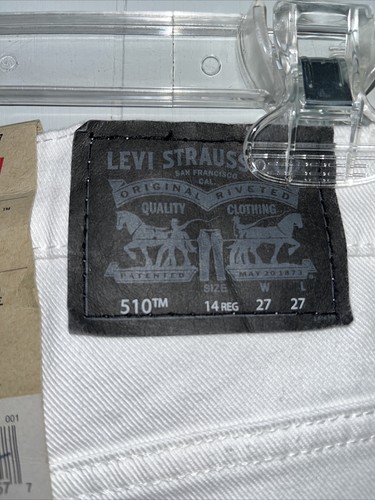 $48 Levi's Kid's Boy's White Solid Stretch 510 Skinny Fit Jeans Size W27 L27 - Picture 6 of 11