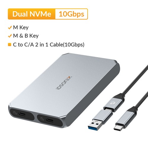 Dual-Bay M.2 NVMe SSD Festplatten-Gehäuse USB3.2 10Gbp Adapter für PC Aluminium - Bild 4 von 13