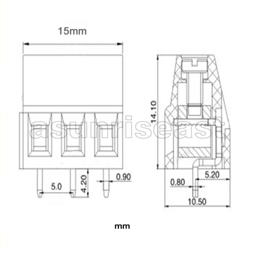 10× Leiterplatte Rand Schraubklemme 3 polig Pin 12V 24V 110V 220V Buchse Steckverbinder - Bild 4 von 4