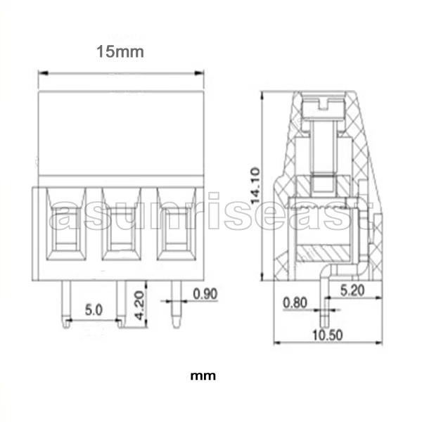 10× PCB Edge Screw Terminal Block 3 Pole Pin 12V 24V 110V 220V Socket Connectors - Image 4 of 4