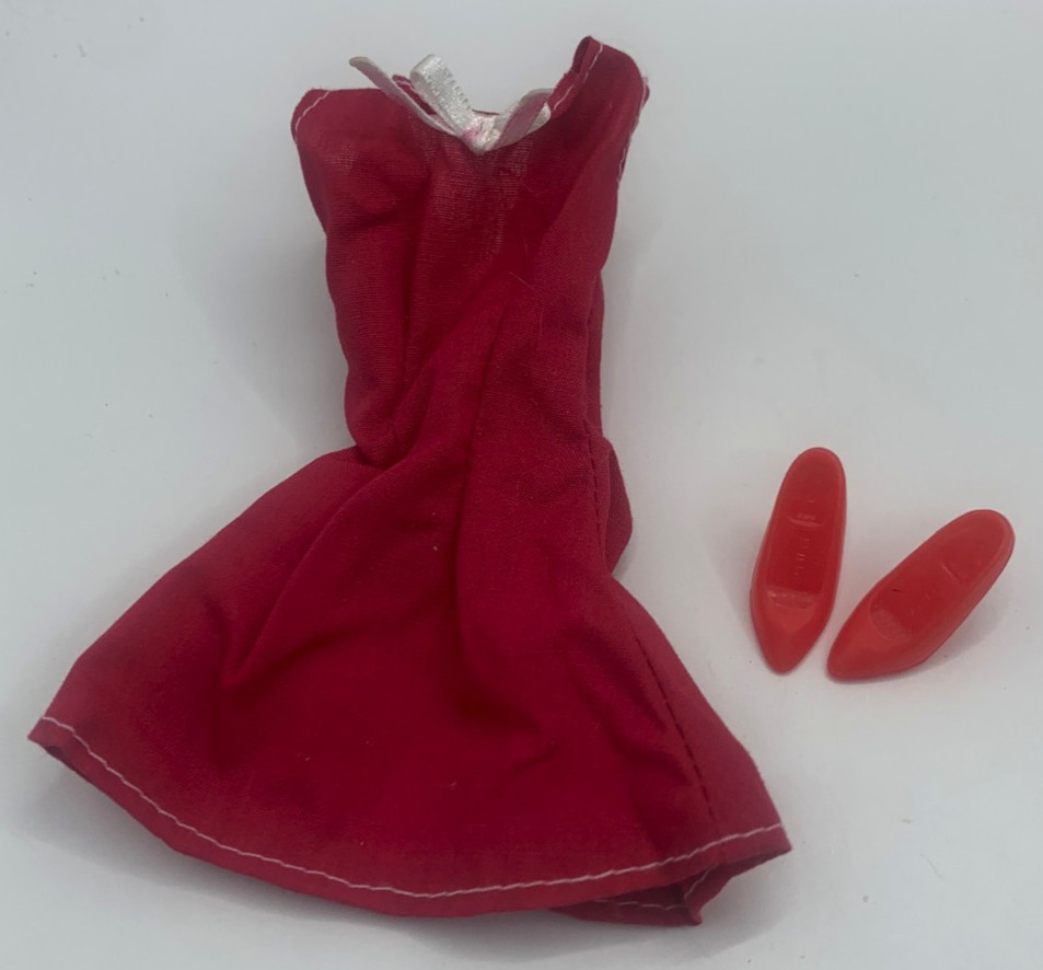 90s Vintage Barbie Fashions Pack Outfit Simple Red Dress Shoes Heels