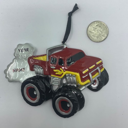 Personalisierter Monstertruck rot und schwarz in Babys erster Ornament Weihnachten - Bild 6 von 18