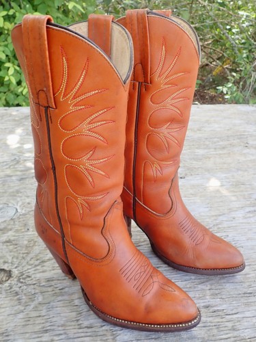 Vintage FRYE Womens Brown Leather High Heel Cowgirl Western BOOTS Size 6.5 B USA - Picture 3 of 19
