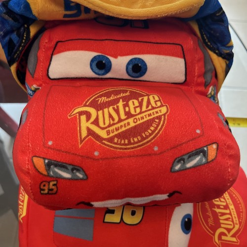 Disney Cars Red Lightning Mcqueen Yellow 51 Dinoco Stuffed Flip a Zoo Plush 14" - Picture 16 of 18