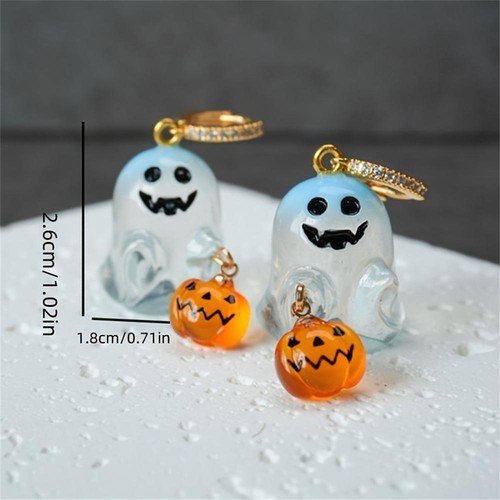 Orecchini Zucca Fantasma Halloween Moda Donna Ragazza Punk Cristallo Pendente Gioielli - Foto 17 di 23