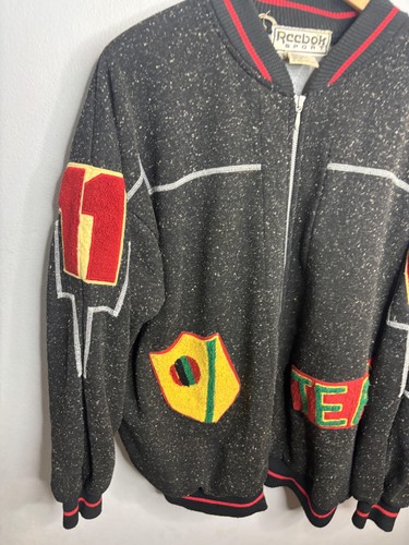 Chaqueta Reebok De Colección Para Hombre XL Negra Mota Universitaria RS Letterman Lana Años 90 Rara - Imagen 2 de 7
