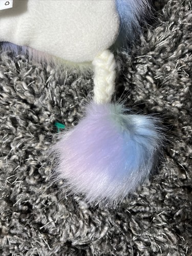 NWT Unicorn Cat Furry Hat Horn Ears Whiskers Fleece Lined Glitter Poms Pastels - Picture 18 of 23