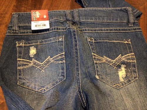Y2K Vintage Mudd Jeans GlitterDeconstruct Sz 7 Bootcut Cyber Fairy Grunge - Picture 2 of 7
