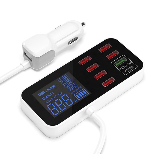 Chargeur de voiture USB PD5V1A QC3.0 petit écran 8 ports Allume-cigare A13 - Picture 9 of 14