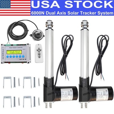 Dual Axis Solar Panel Tracking Tracker& 6000N 8'' Linear Actuator &LCD Controller