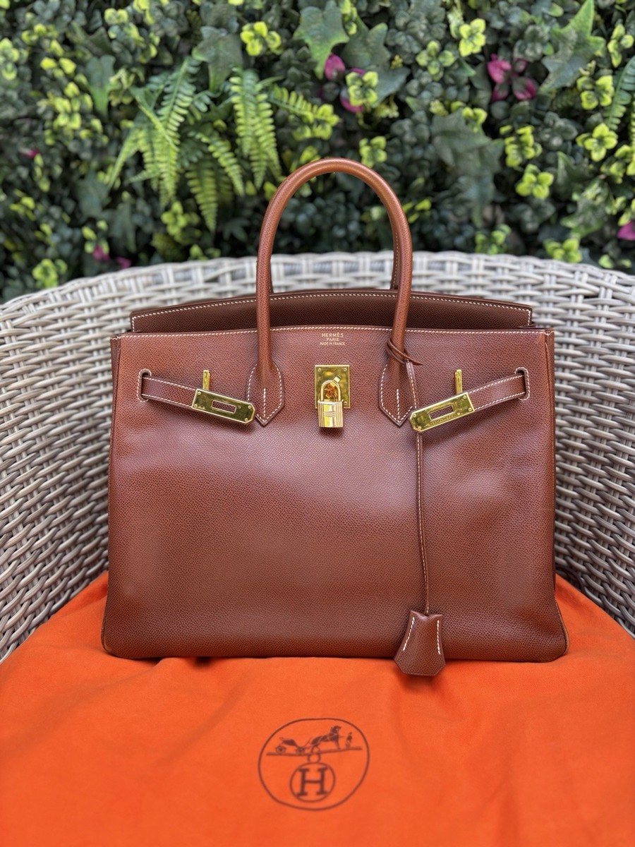 Authentic Hermes Birkin 35 Dark Brown Veau Graine Couchevel