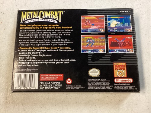 Metal Combat Falcon's Revenge Super Nintendo SNES CIB Manual Tested - Picture 3 of 13