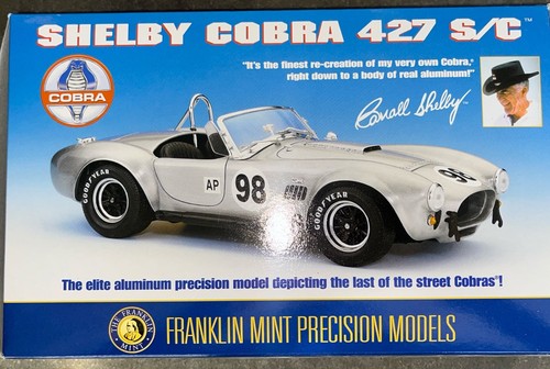 FRANKLIN MINT SHELBY COBRA 427 S/C BRUSHED ALUMINUM 1:24 NIB